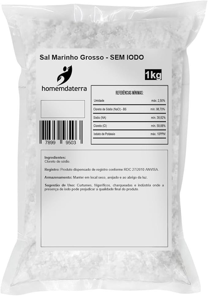 Sal Marinho Grosso Sem Iodo a Granel 1Kg