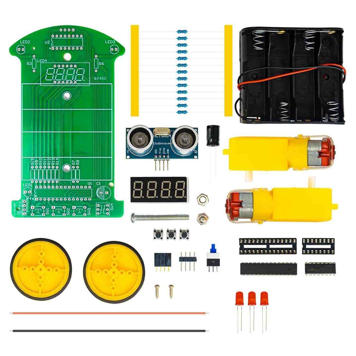 MERIGLARE Kit Robótica DIY: Carro Inteligente com Sensor Ultrassônico e Prevenção de Obstáculos