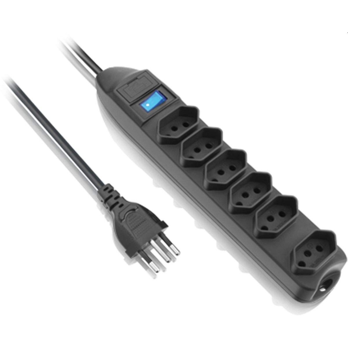 Filtro de Linha Elgin 6 Tomadas 2P+T 10A Preto Bivolt: Proteção e Controle para Seus Eletrônicos