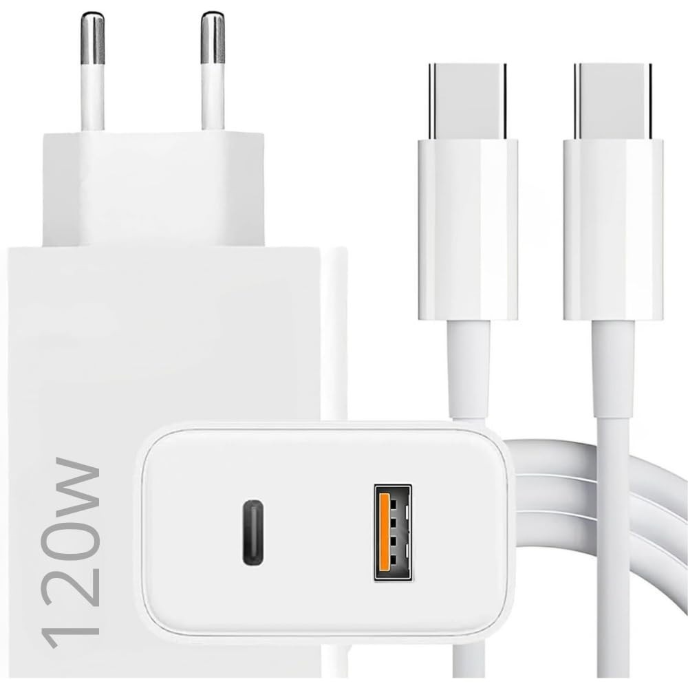 Carregador Turbo 120W USB-C PD + USB-A: Carregamento Rápido e Seguro para Todos Seus Dispositivos