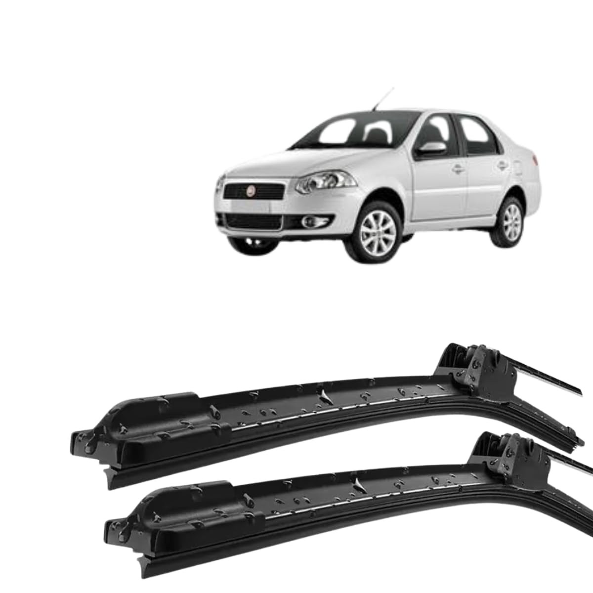 Par de Palhetas Limpador Parabrisa Silicone Fiat Siena 2008-2011 (Tipo Gancho)