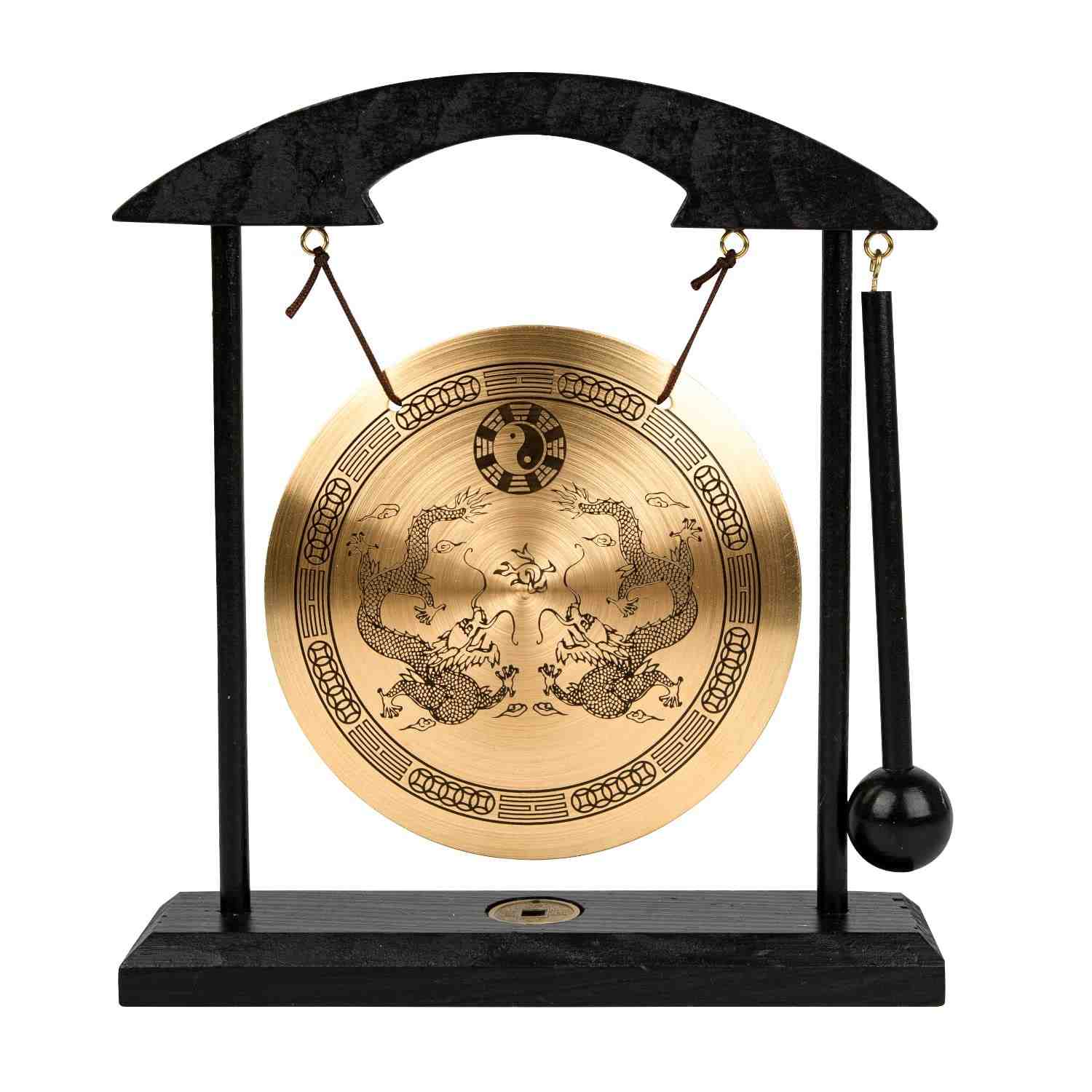 Gong Feng Shui em Latão para Mesa - Decoração Zen com Som Harmônico