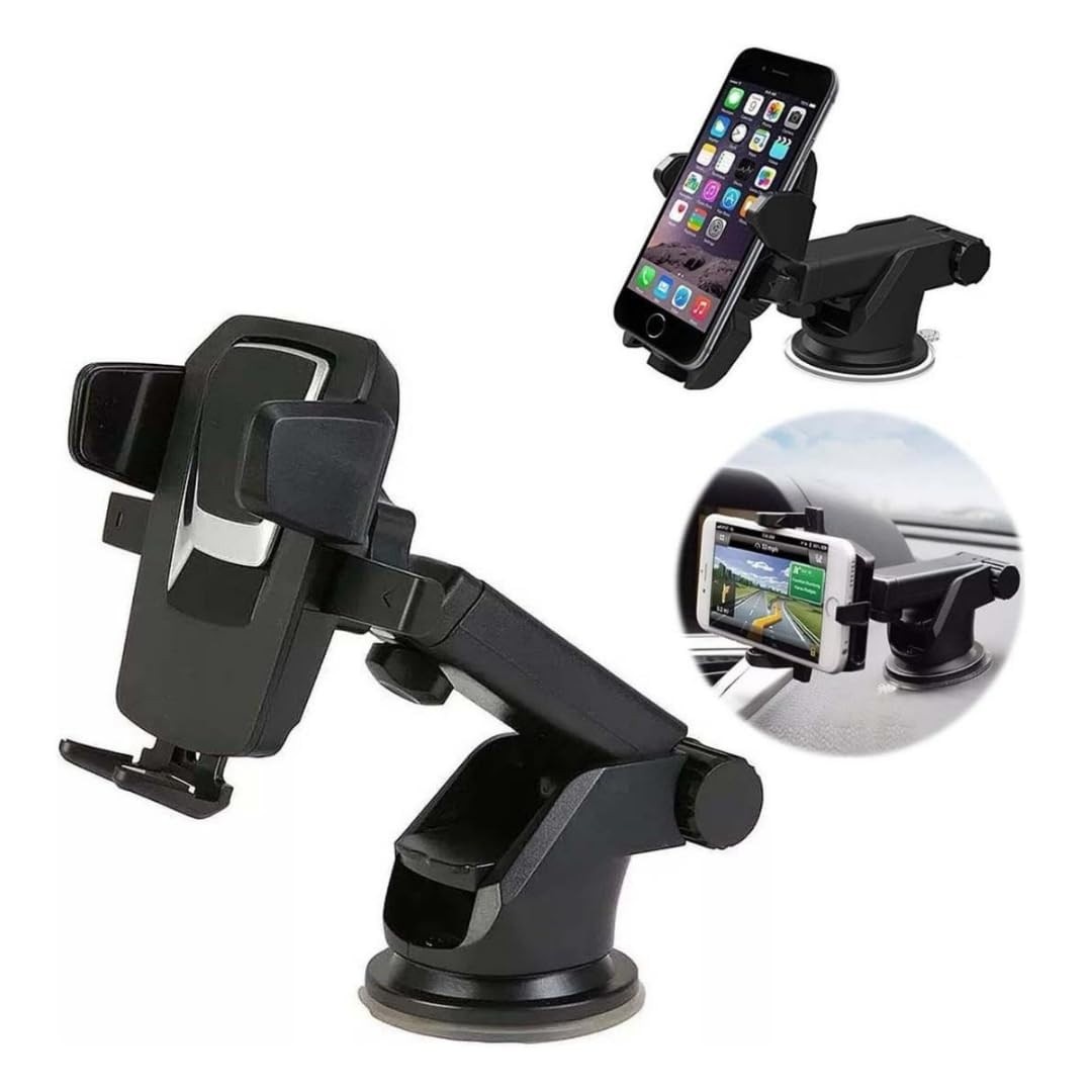 Suporte Veicular Premium Steel Hook: GPS Universal, Ventosa Forte, Trava Automática Anti Queda para Waze, Uber, 99Taxi