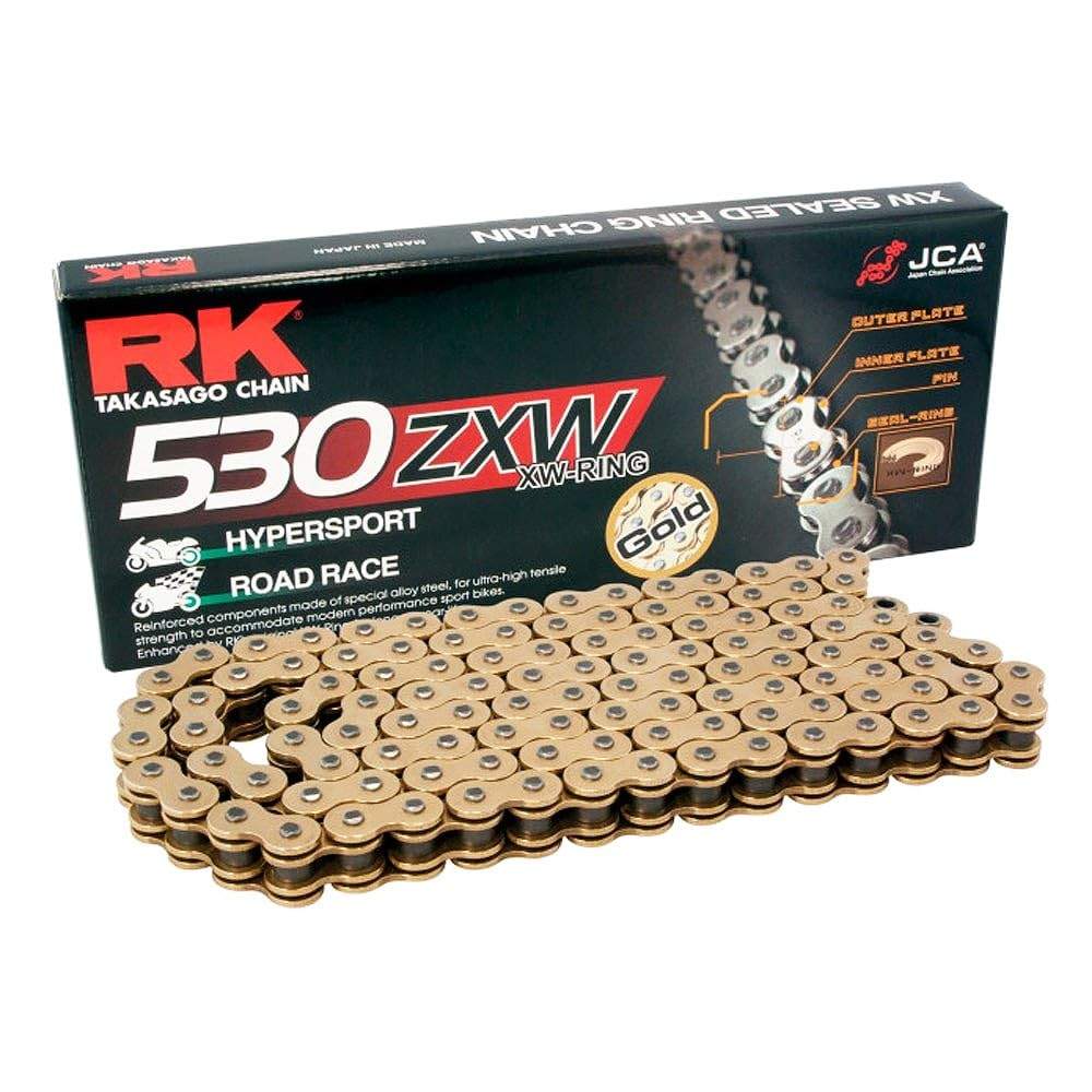 Corrente RK 530 ZXW XW-Ring 150 Elos Dourada: Desempenho Máximo para Sua Moto