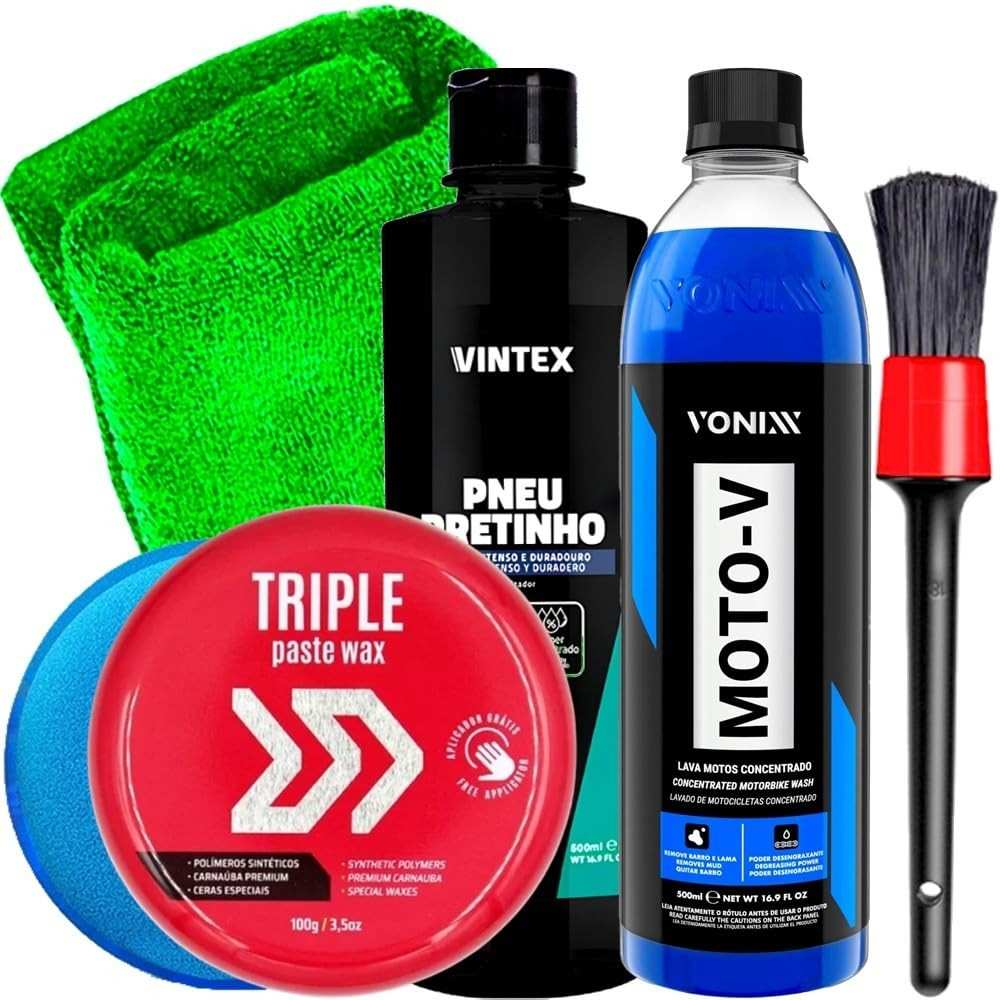 Kit Completo Moto-V Vonixx: Limpeza e Brilho Impecável para Sua Moto