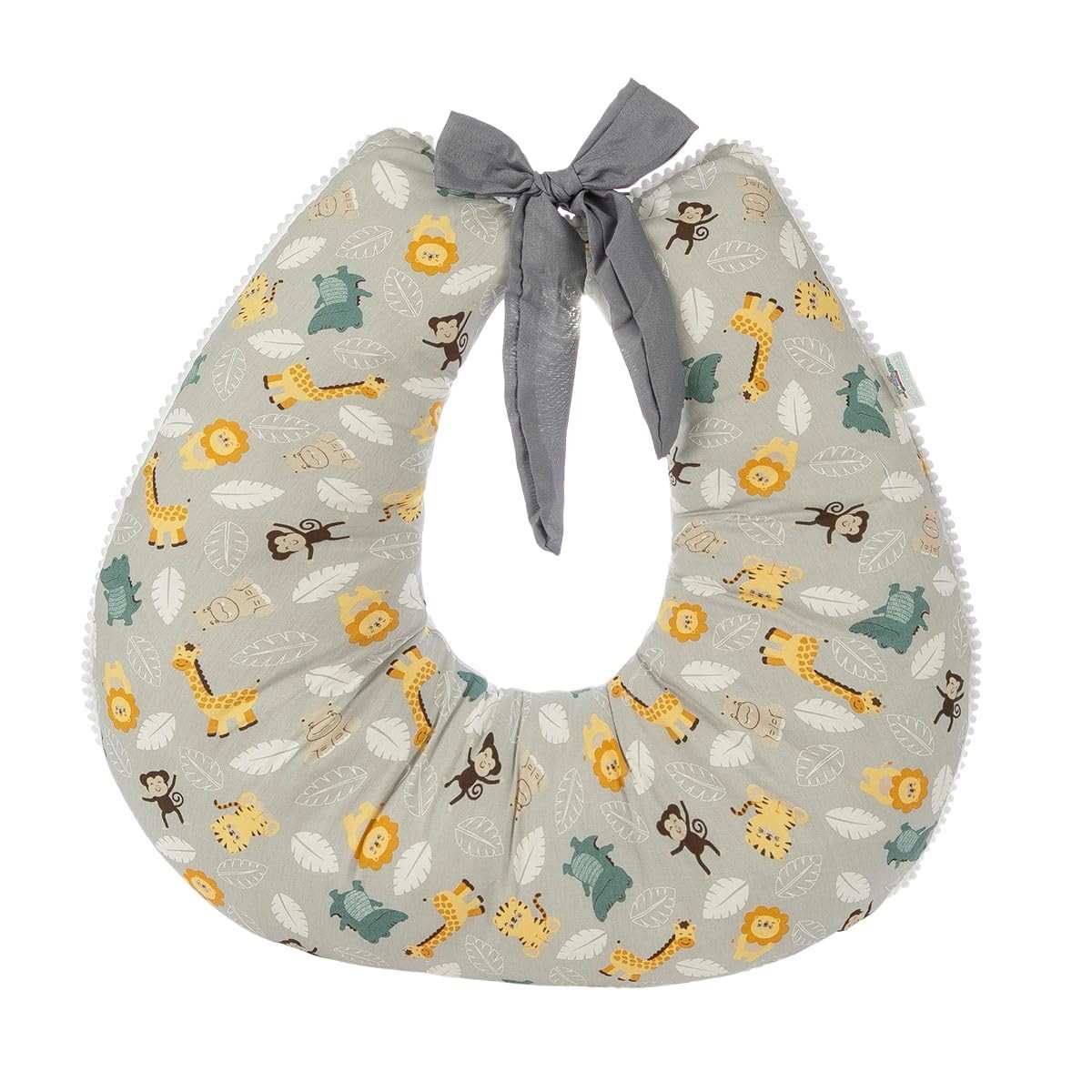 Almofada de Amamentação Safari Cinza - Conforto e Suporte para Mãe e Bebê