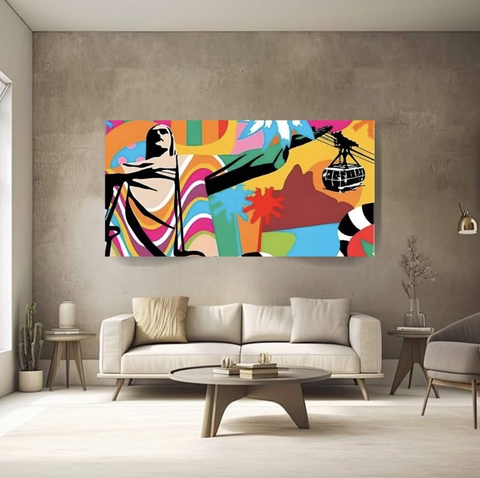 Quadro Tela Grande Parede 100x70 Rio de Janeiro Colorido Moderno Canvas - Decoração Premium com Estilo Urbano