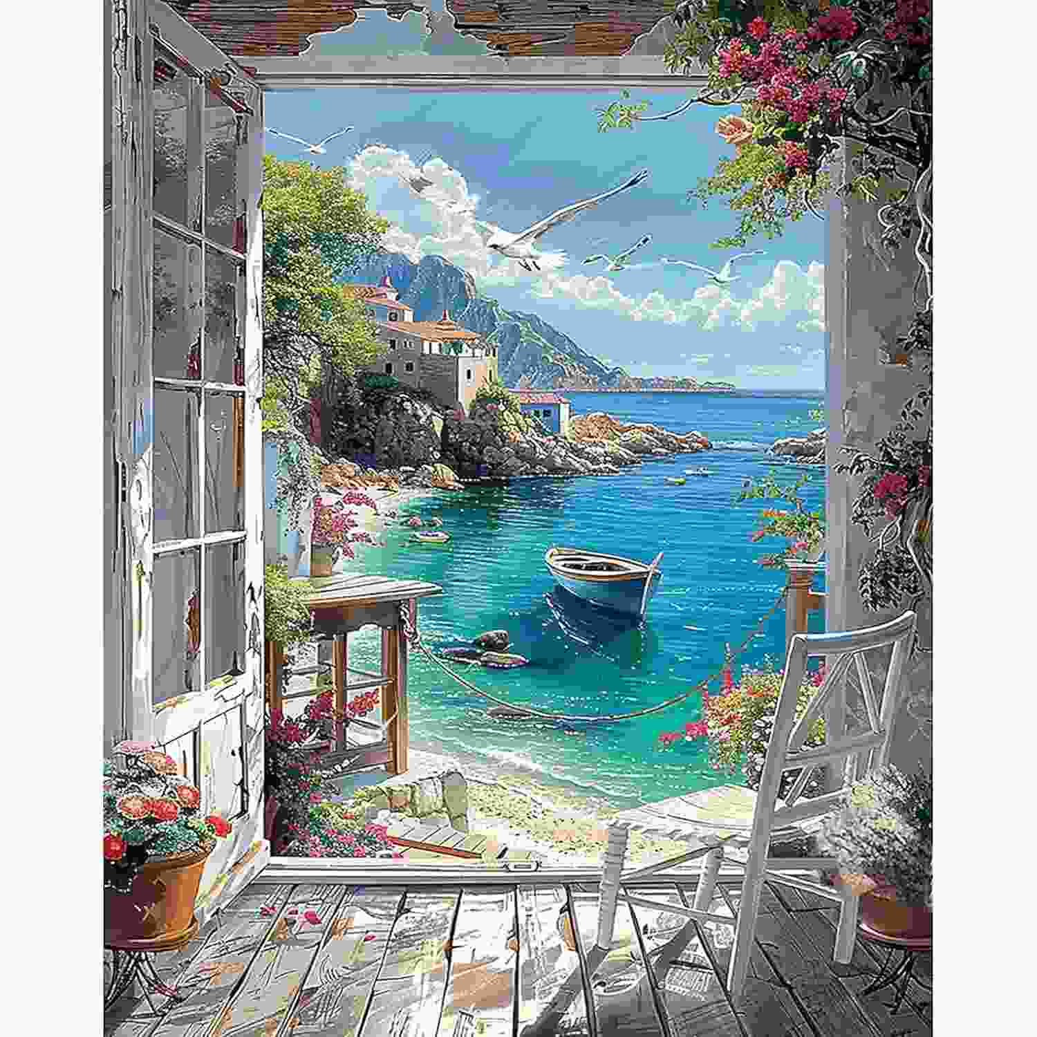 Ausanrl Kits de Pintura por Números para Adultos - Tela Paisagem Relaxante com Tintas Acrílicas Premium