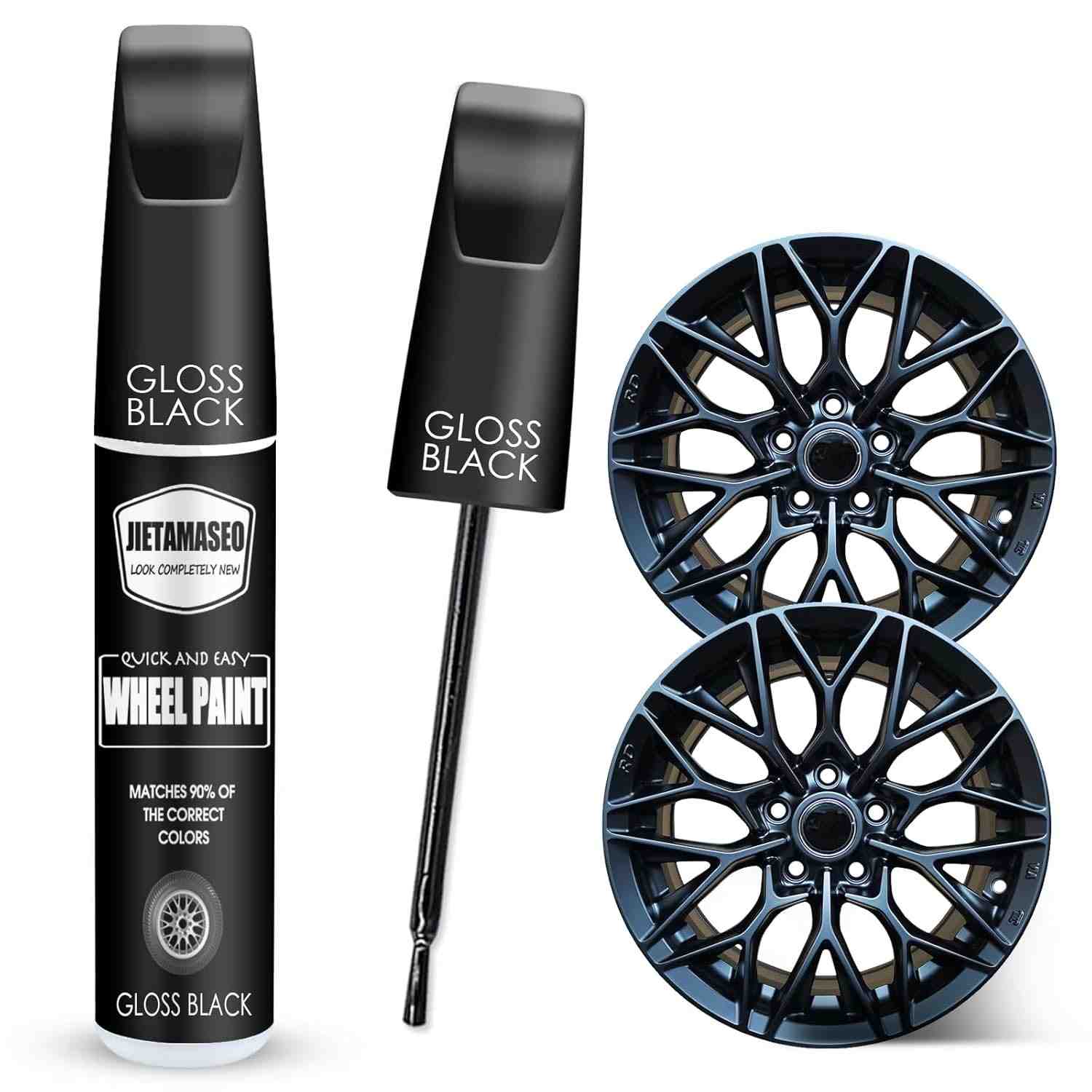Kit Reparo Roda Preta Brilhante: Tinta de Retoque Rápida e Fácil para Arranhões