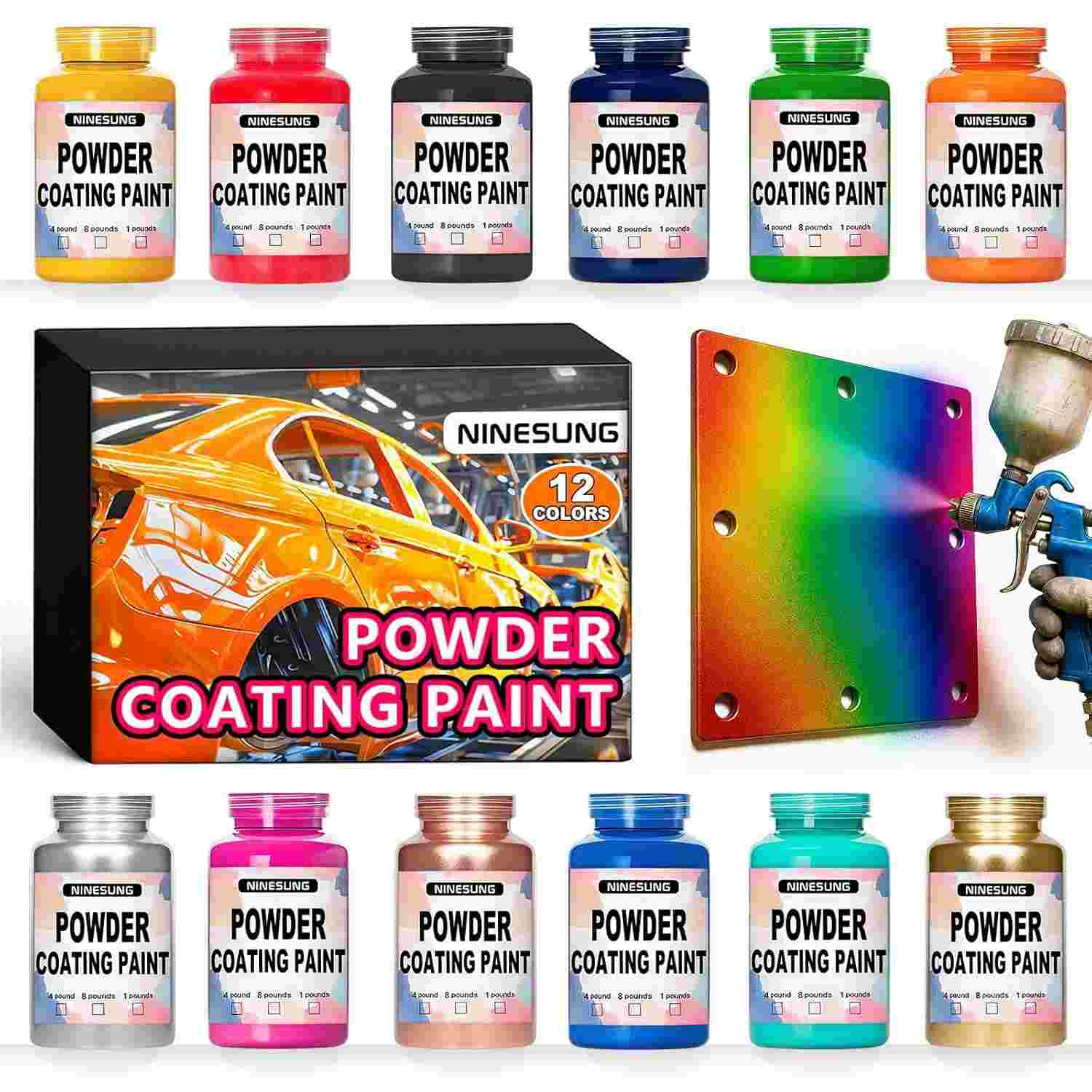 Tinta de Revestimento em Pó Premium - 12 Cores | Proteção Durável para Superfícies Metálicas