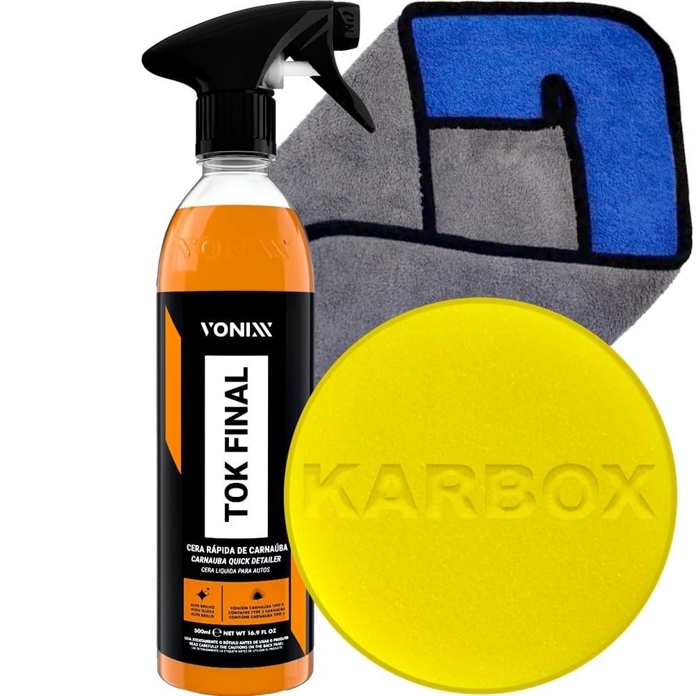 Kit Estética Tok Final 500ml Vonixx + Toalha Lustro Azul Karbox + Acessório - Complete seu Cuidado Automotivo