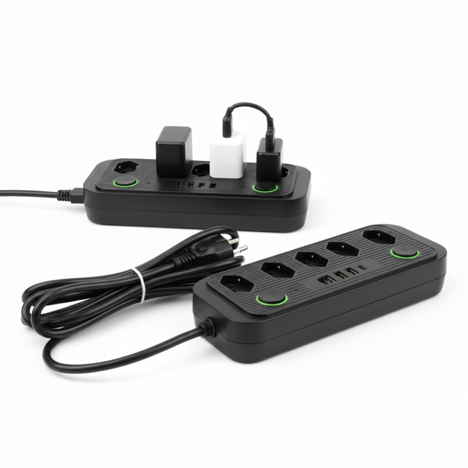 Extensão Tomada 5 Saídas + 5 USB (1 USB-C) - Cabo 2m com Proteção Contra Surto