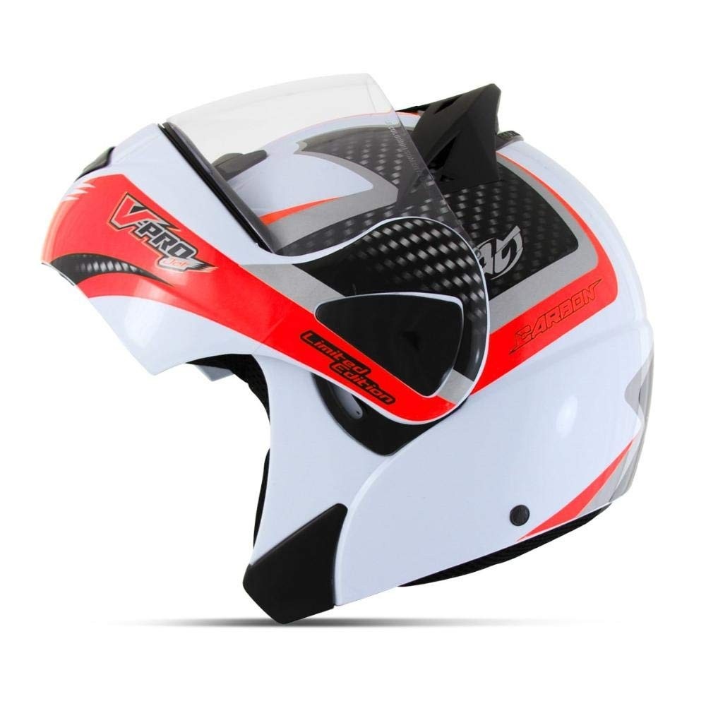 Capacete Escamoteável Pro Tork V-Pro Jet 2 Carbon Branco/Vermelho - Segurança e Estilo para Sua Pilotagem