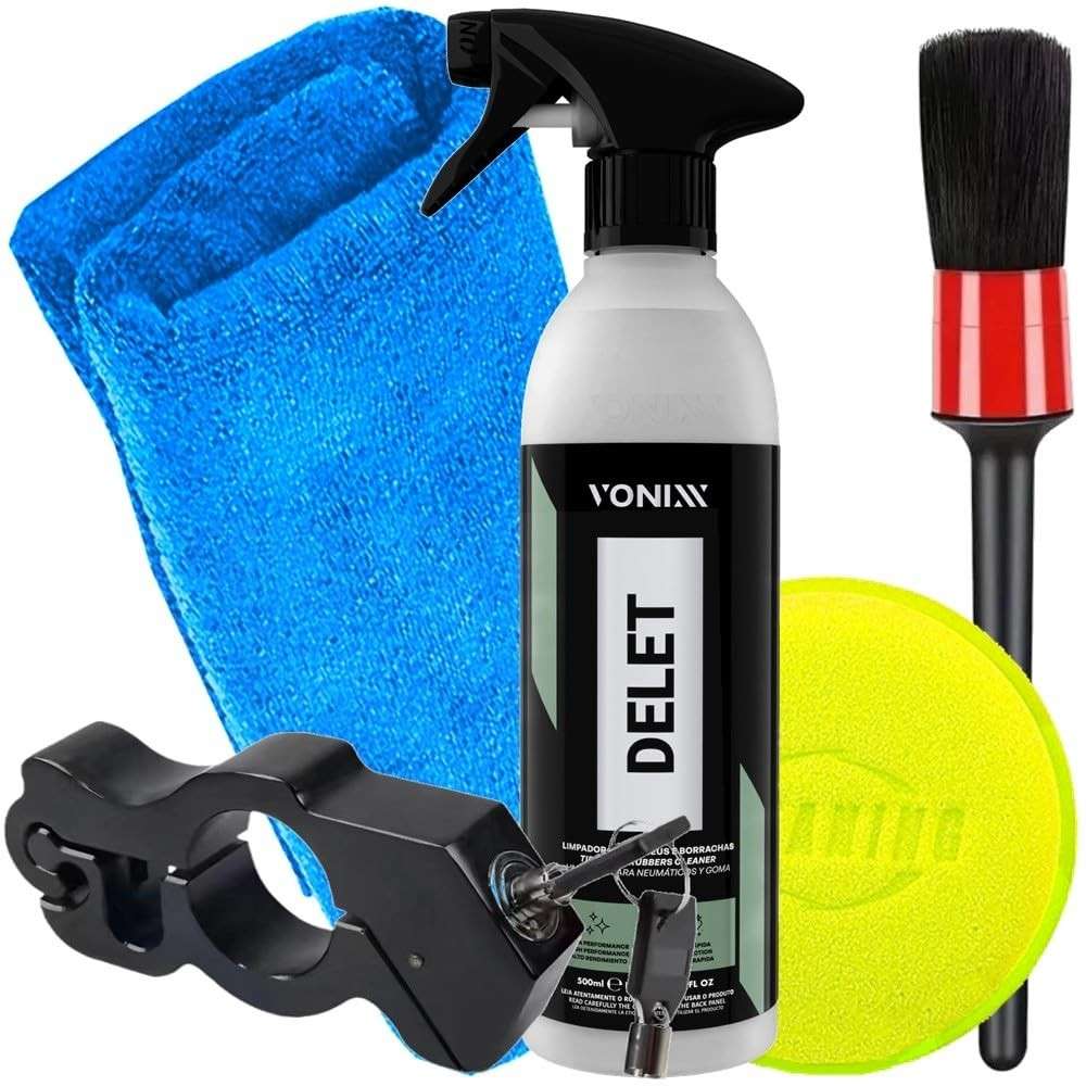 Kit Completo Limpeza e Segurança Moto: Delet 500ml Vonixx + Trava Guidão Karbox
