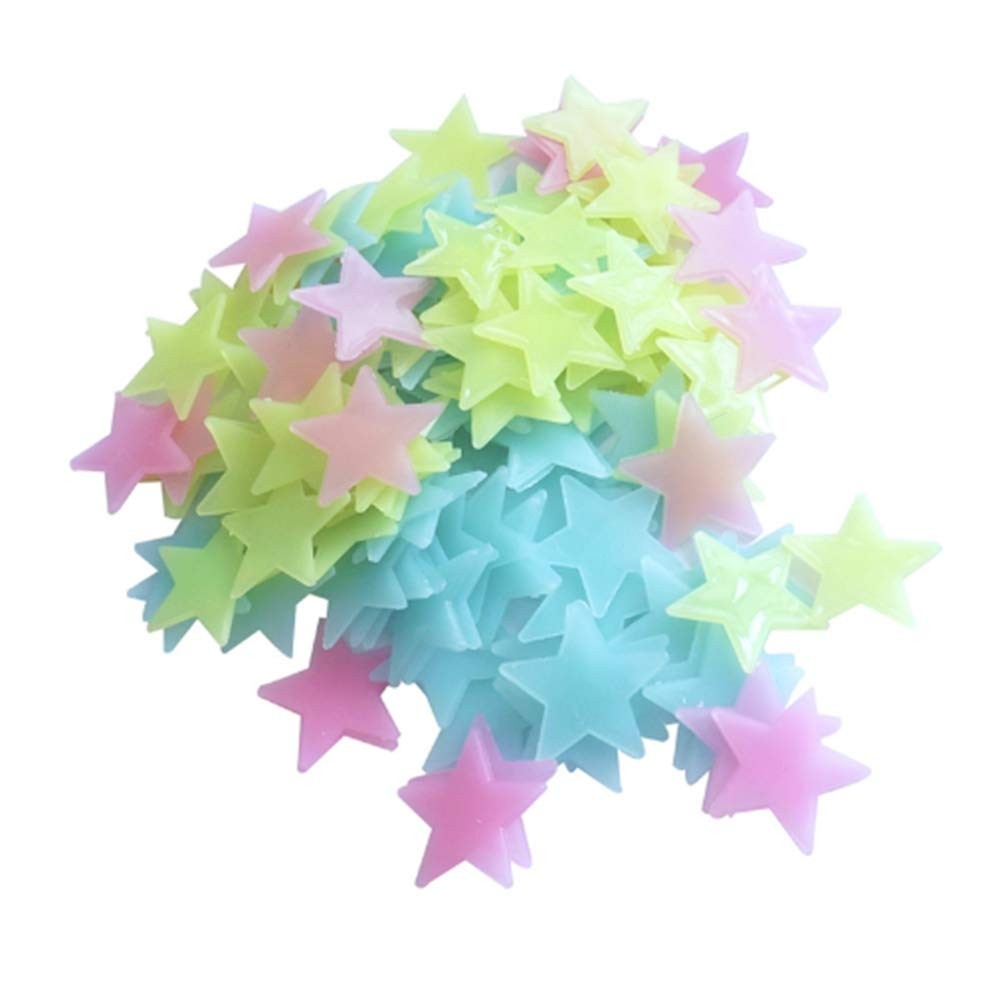 Adesivos de Parede 3D Estrelas Brilhantes para Decoração Infatil - 100 Unidades