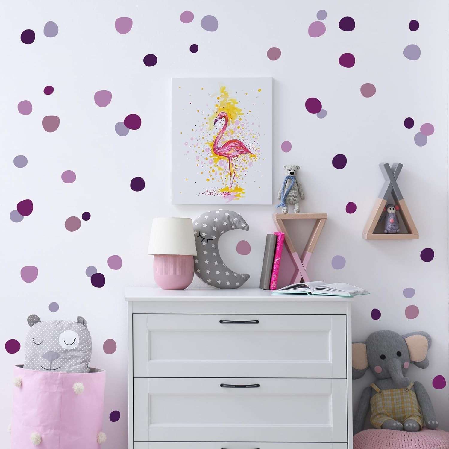 Adesivo de Parede Bolinhas Irregulares em Tons de Lilás - 70 Unidades | Decore com Estilo e Facilidade