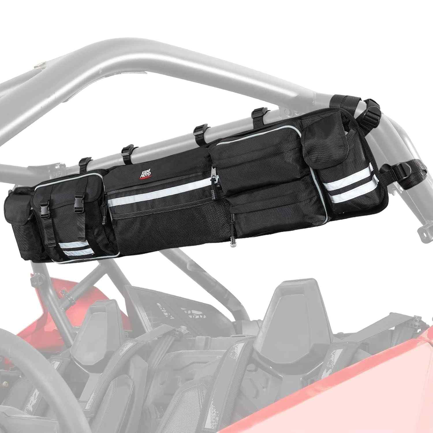 Organizador Universal UTV KEMIMOTO: Bolsa de Armazenamento Traseira com Zíper Reforçado e Faixa Refletiva