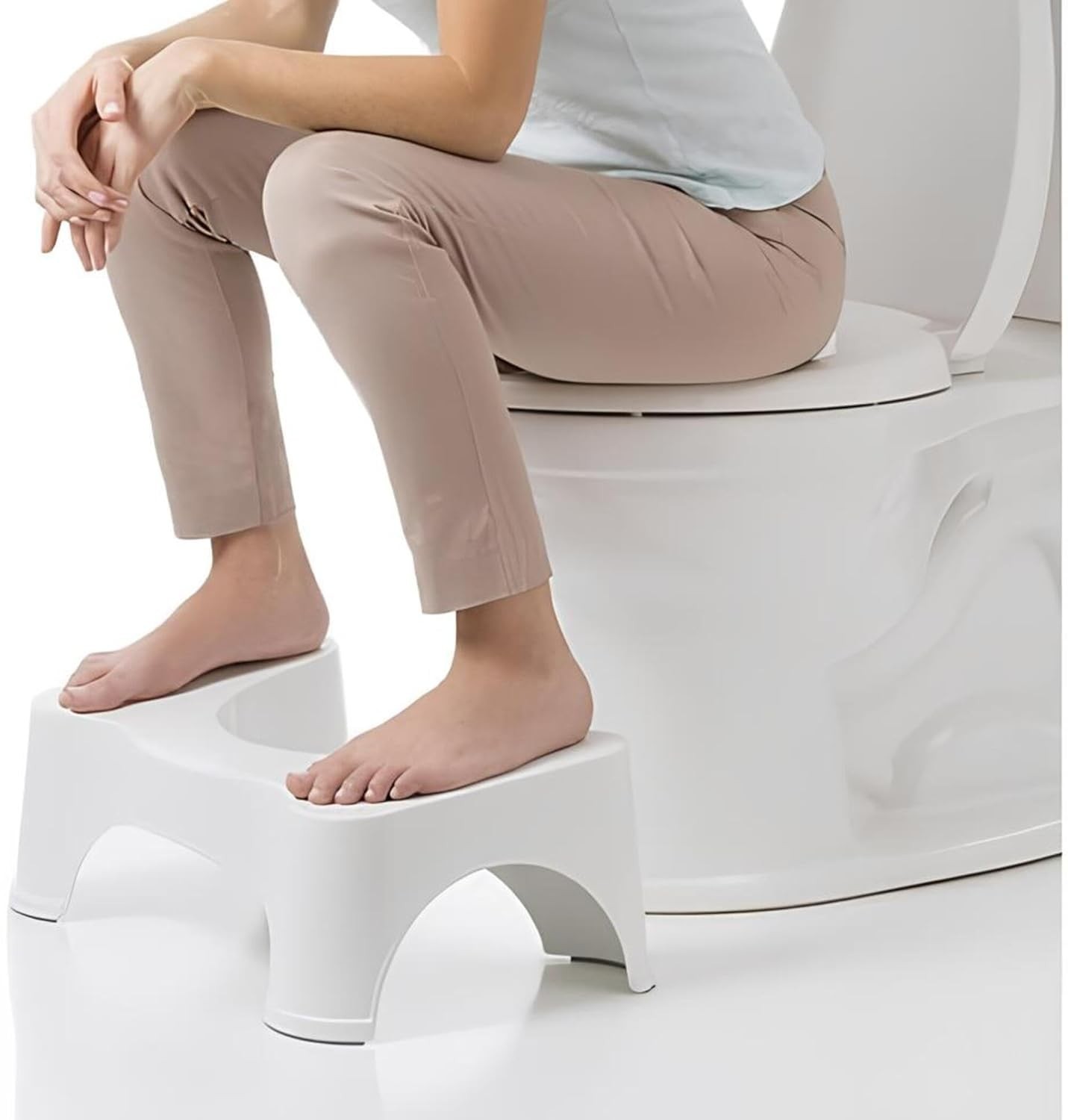 Banquinho Auxiliar Ergonômico para Vaso Sanitário com Base Antiderrapante – Apoio Natural para Cócoras, Melhora da Postura e Conforto Diário