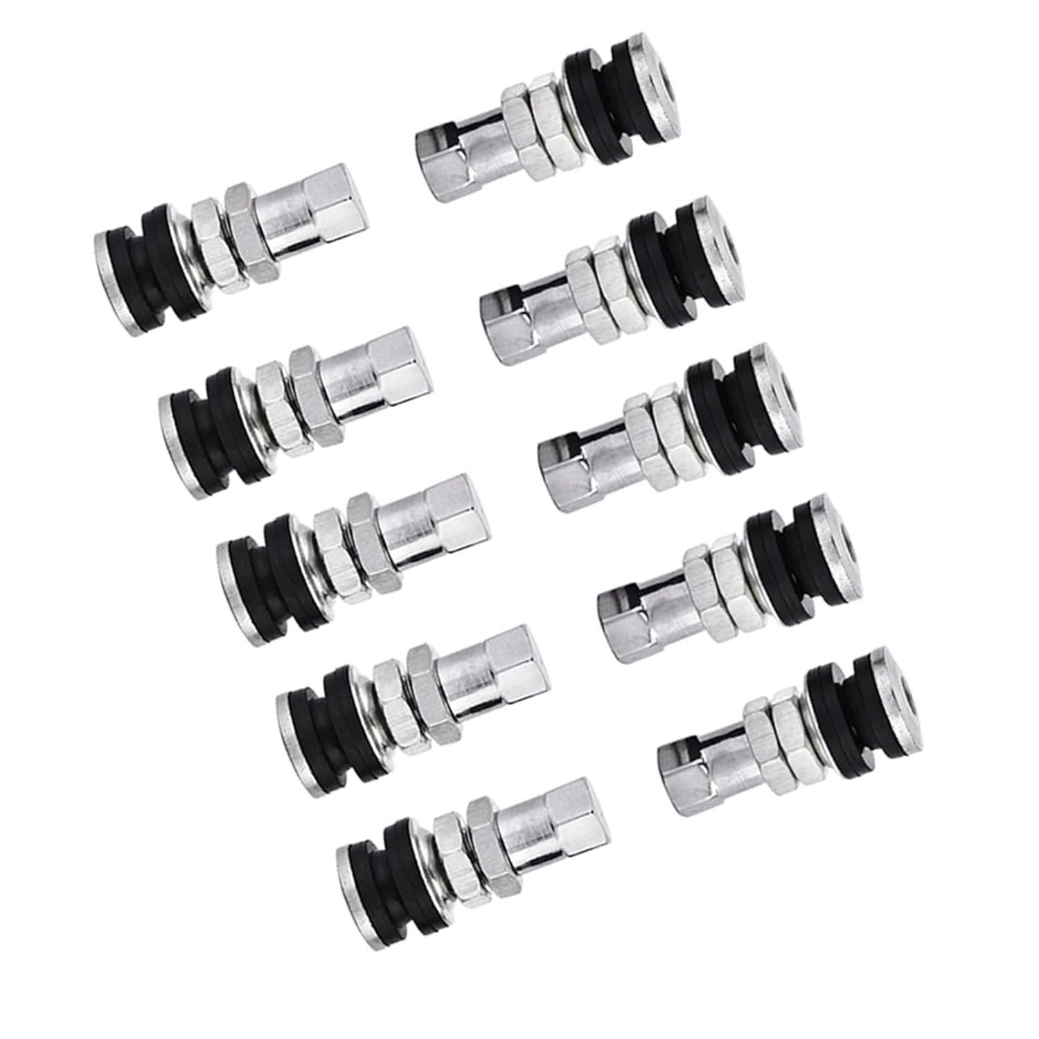 Kit 10 Hastes Válvula Pneu TR161 Curta Metal Cromado para Carro, Moto, ATV - Vedação Perfeita!