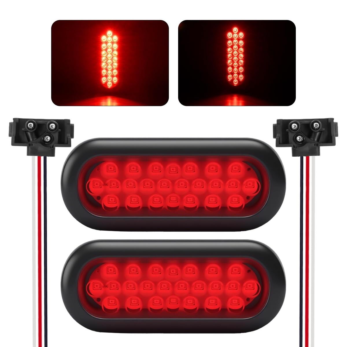 Luzes Traseiras LED Ovais 15cm Vermelhas 24 LEDs - Segurança e Estilo para seu Veículo (Certificado DOT)