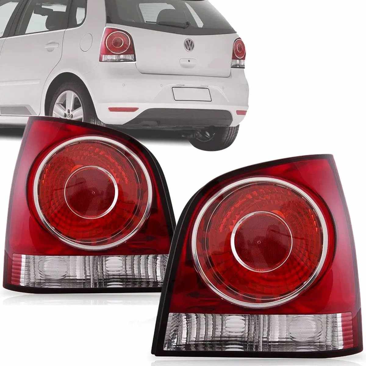 Par Lanterna Traseira Polo Hatch 2007-2014 Bicolor - Renove o Visual e a Segurança!