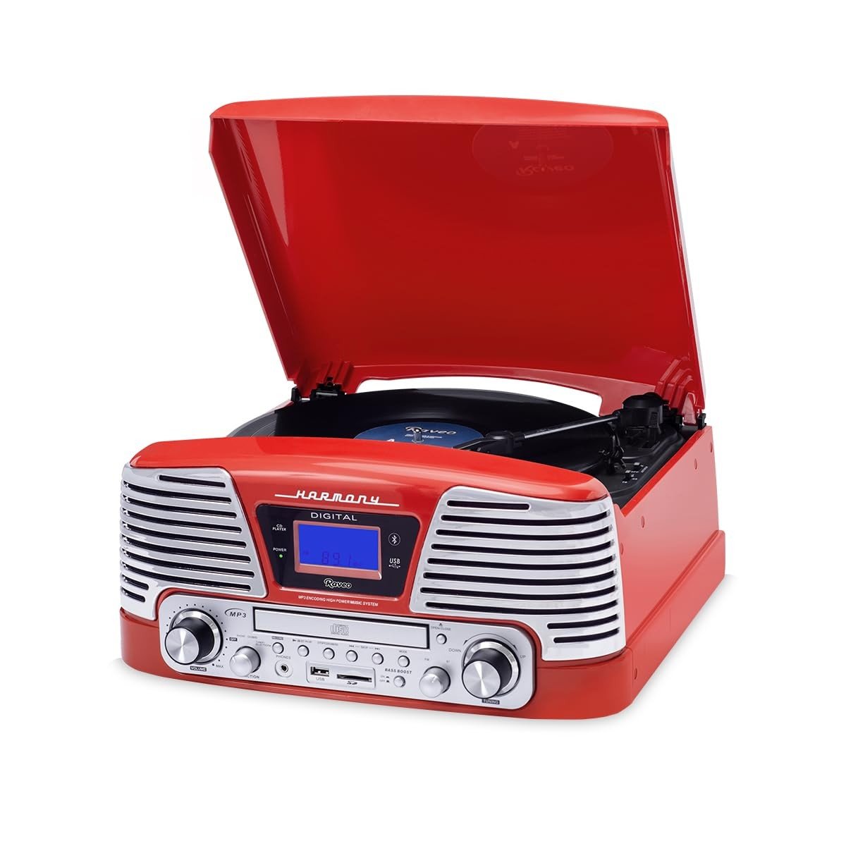 Vitrola Raveo Harmony BT: Som Clássico com Tecnologia Moderna (Bluetooth, USB, SD, FM, CD)