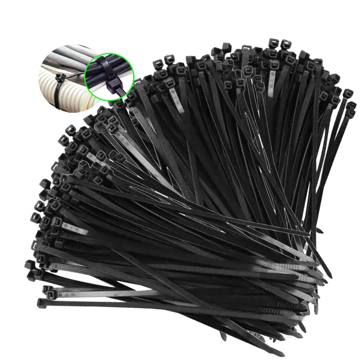Kit 1000 Abraçadeiras Nylon 20cm x 3,6mm Reforçada com Proteção UV - Enforca Gato Forte e Antiderrapante