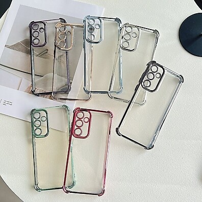 Capa Transparente com Borda Colorida para Samsung A05/A15/A25/A35/A55/M15/M35/M55/A54/A34