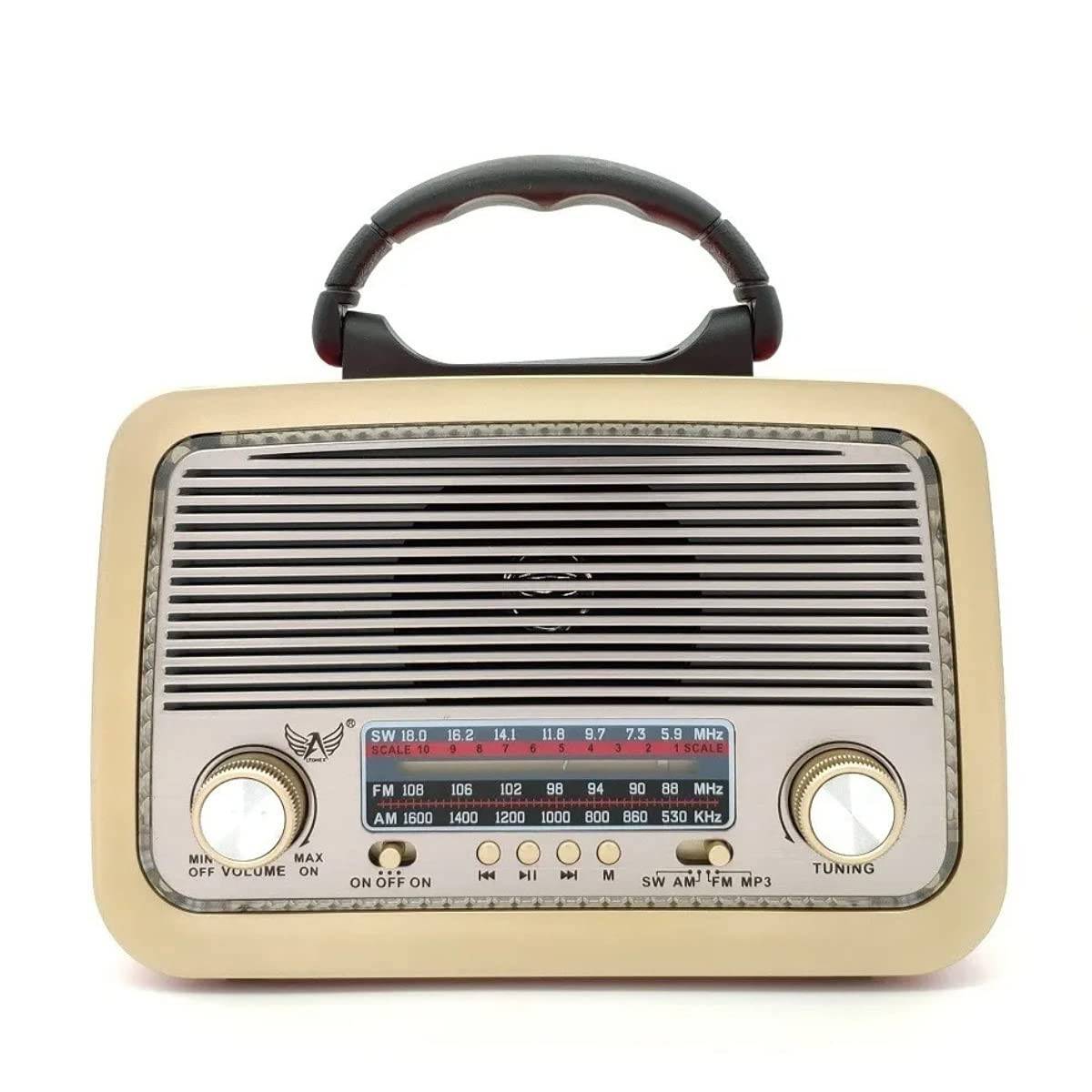 Rádio Retro A3199T: Estilo Vintage com Tecnologia Moderna - Bluetooth, USB, Lanterna e Mais!