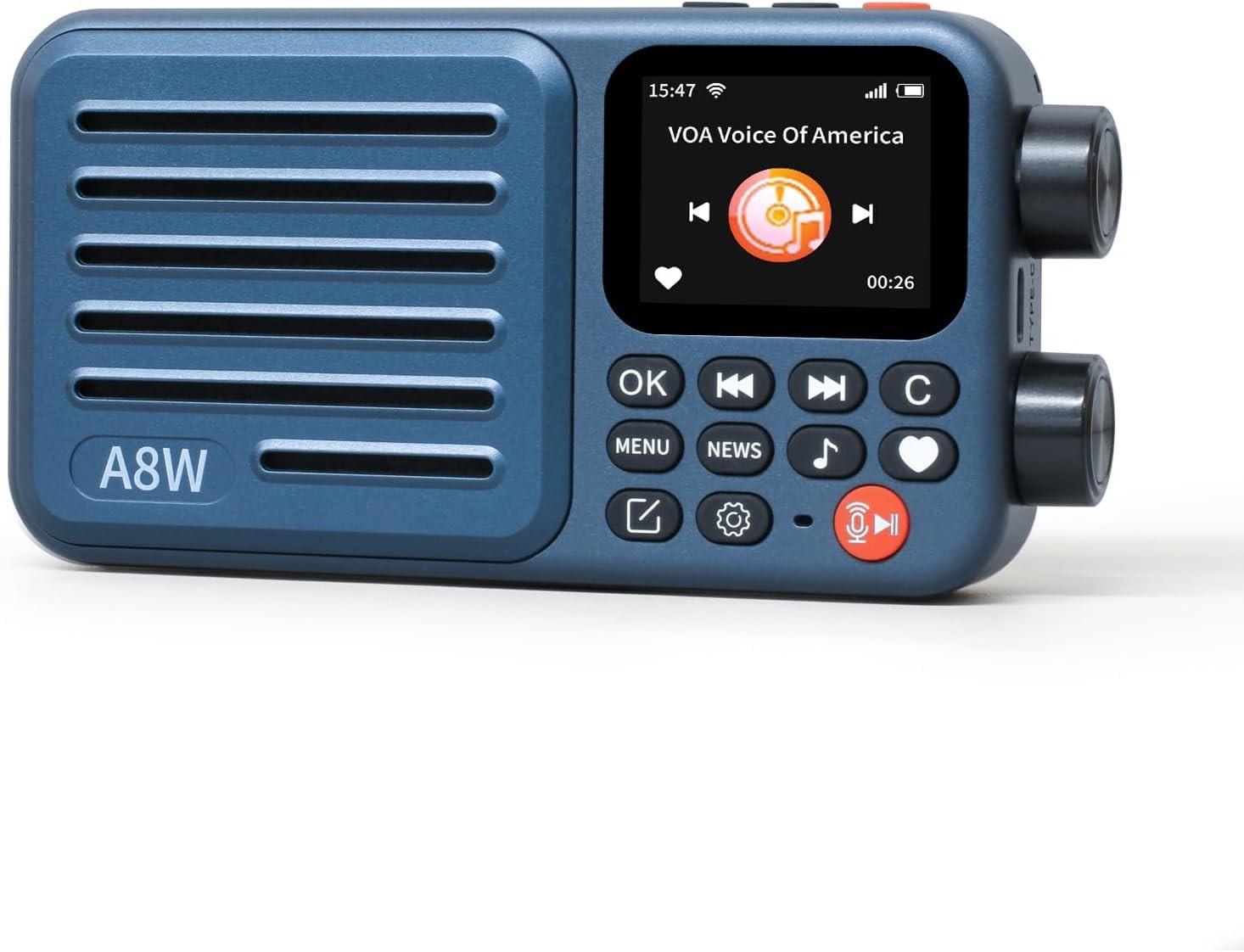 Rádio Inteligente Portátil Choyong A8W: 40.000 Estações Online, WIFI/4G, FM, Micro-SD e Som Imersivo