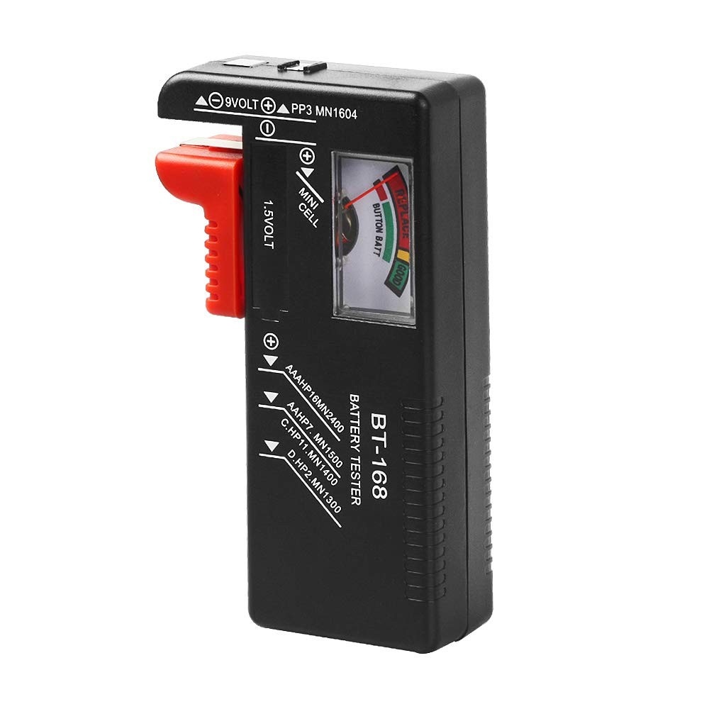 Testador de Bateria VTECHOLOGY BT-168: Pilhas AA, AAA, C, D, 9V e Células Botão - Essencial para Casa!
