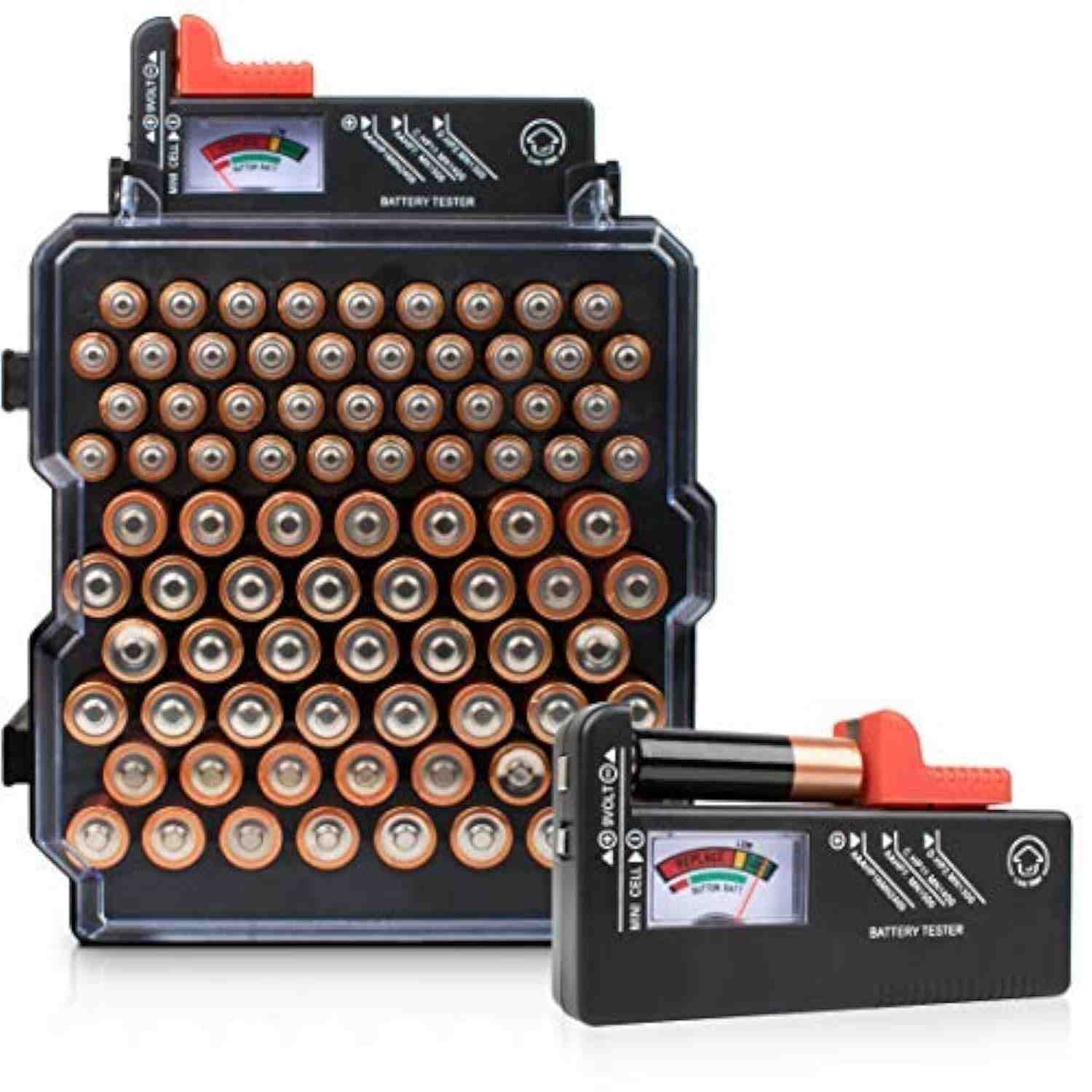 Estojo Organizador de Baterias Volt Vault com Testador Integrado - 83 Compartimentos AA/AAA
