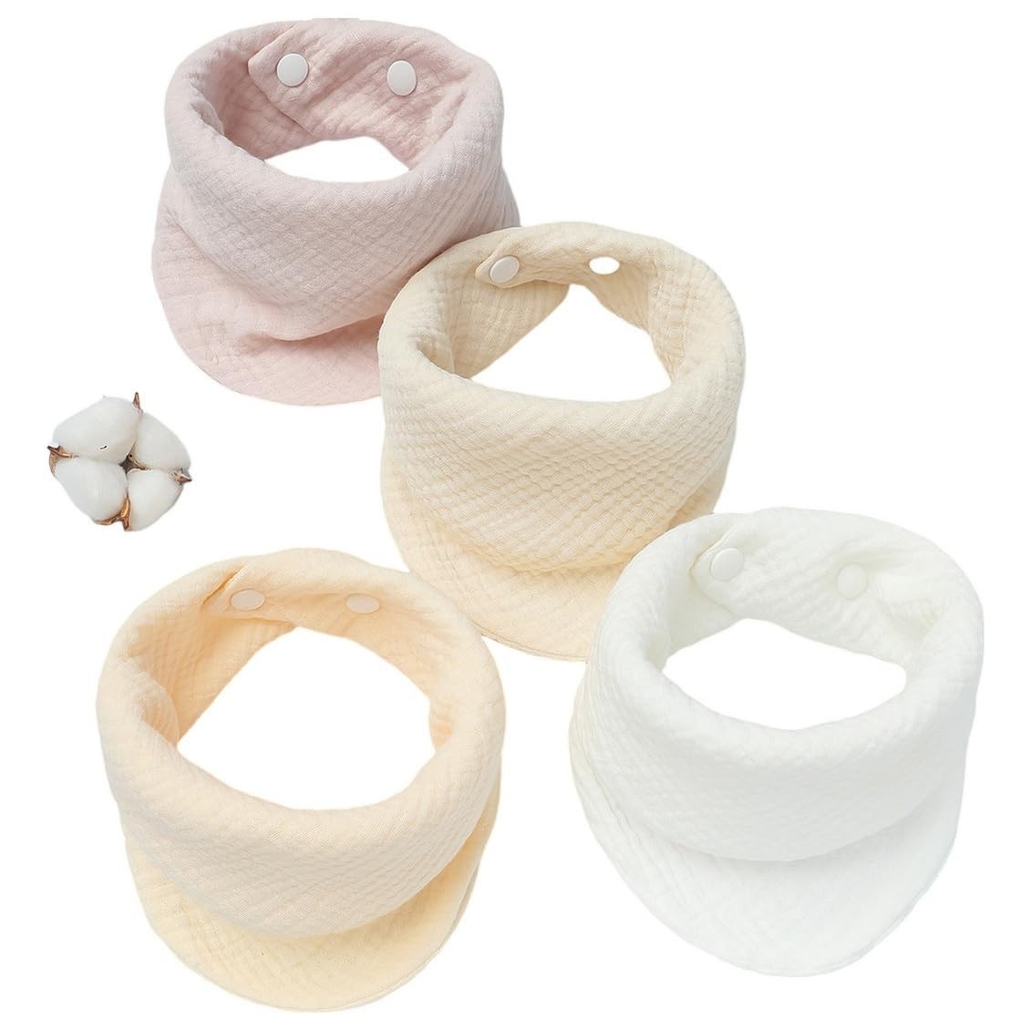 Kit 4 Peças Algodão Puro Babador Quatro Camadas Altamente Absorvente E Ajustável Indicado Para Recém-nascidos Bebês Meninas Crianças Em Fase De Dentição E Meninos