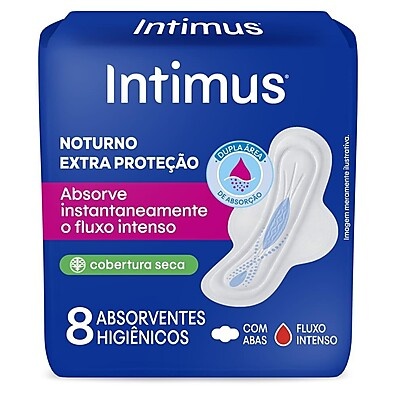 Absorvente Intimus Noturno: Proteção Extra Seca com Abas