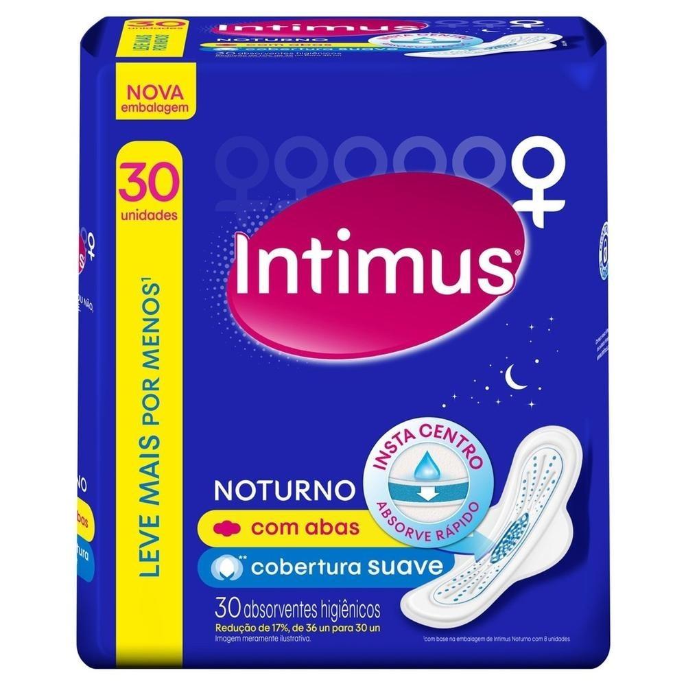 Absorvente Intimus Noturno Suave com Abas: 30 Unidades