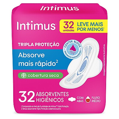 Absorvente Intimus Tripla Proteção: Seco e Protegido por Mais Tempo