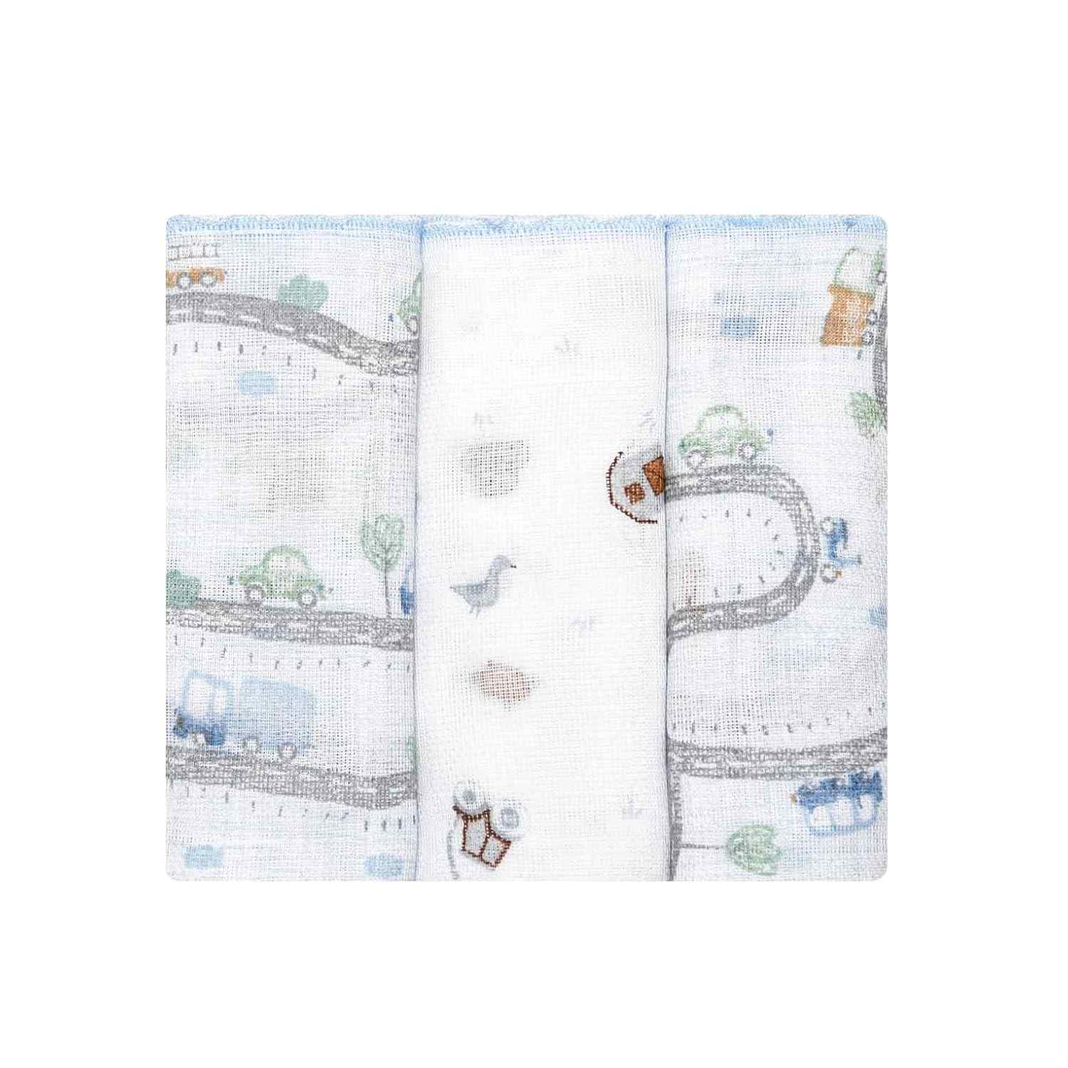 Babete Papizinha Estampada 32cm x 32cm - 3 Unidades Macias e Absorventes para Bebês