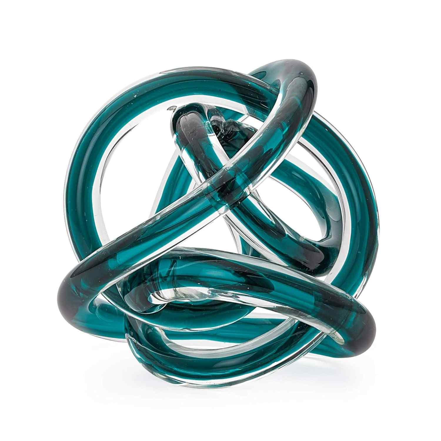 Bola de Decoração de Vidro Orbit Azul-Petróleo – Escultura Abstrata Moderna para Casa e Escritório