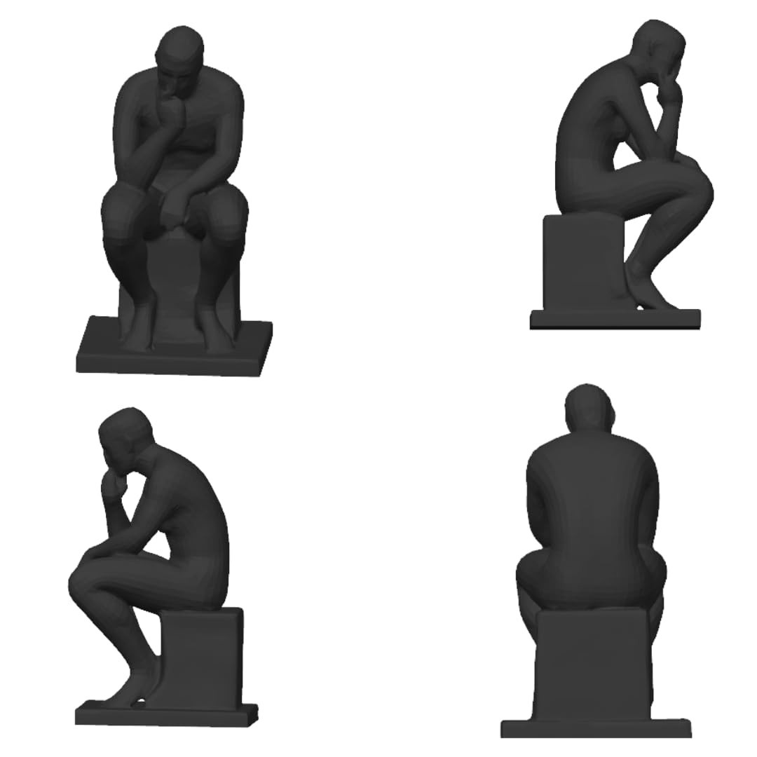Escultura do Pensador Abstrato em Preto - Arte Contemplativa Moderna