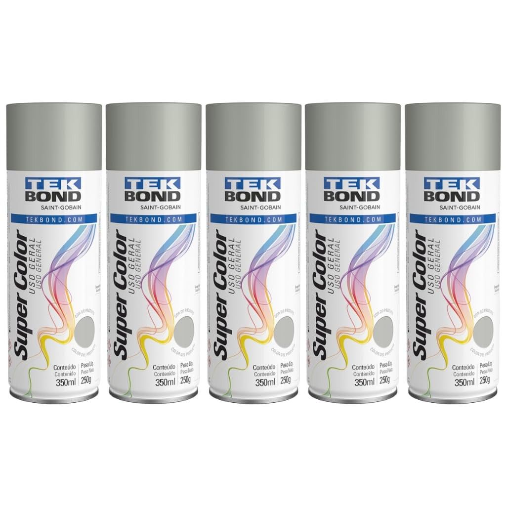 Kit 5 Tintas Spray Alumínio 350ml - Acabamento Profissional para Metais e Madeira
