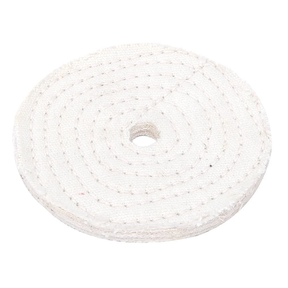 Roda de Polimento de Pano Algodão Branco 4" - 5 Peças para Joias e Metais com Acabamento Espelhado