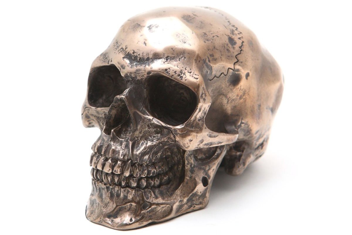 Caveira de Bronze 3,25" - Estátua Skeleton Skull com Acabamento Premium