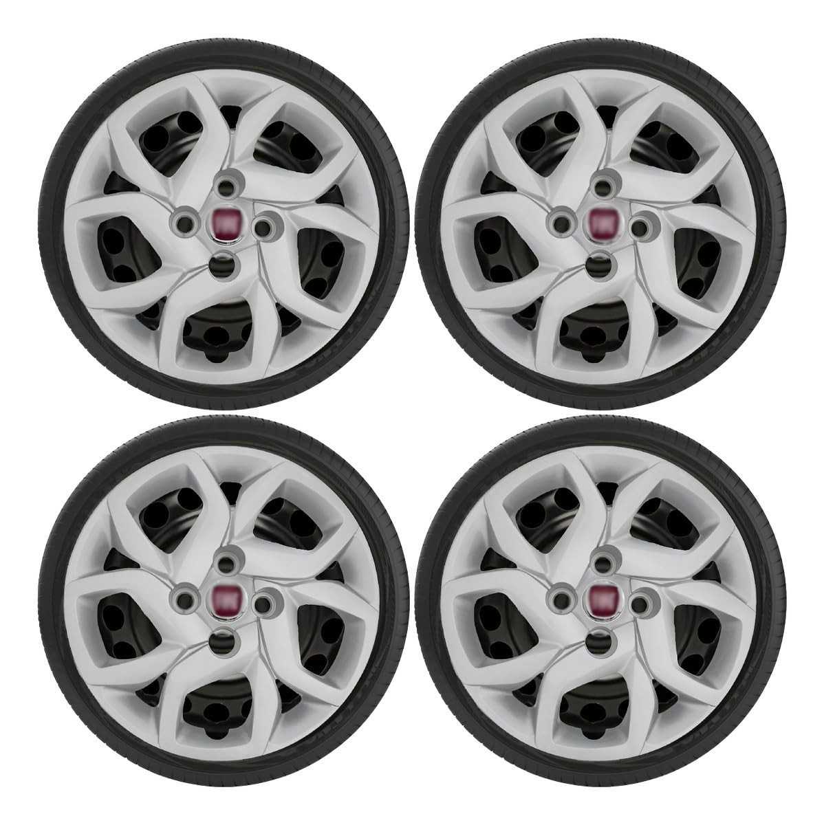 Jogo de Calotas Esportivas Fiat Mobi e Uno Way Aro 14 - Design Moderno e Acabamento Premium Vermelho