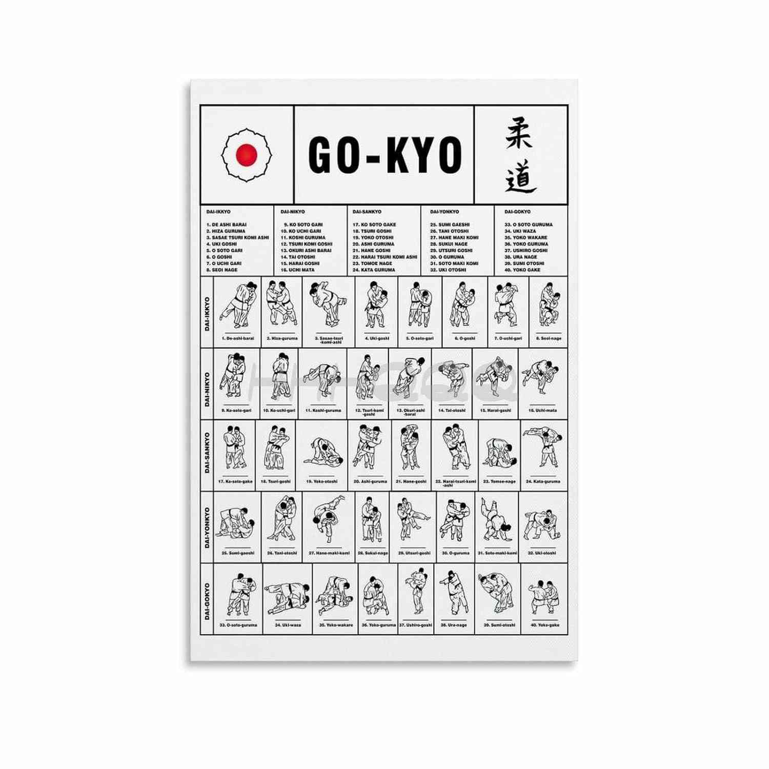 Pôster Go-kyo de Judo - Arte de Parede em Tela 30x45cm - Decoração Moderna para Academia e Casa