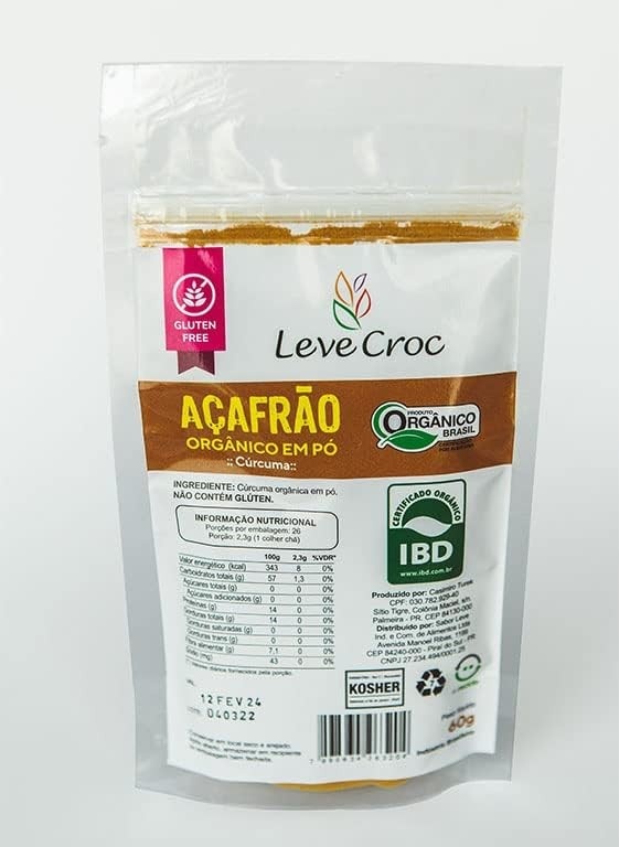 Açafrão orgânico em pó (cúrcuma) Leve Croc 60g