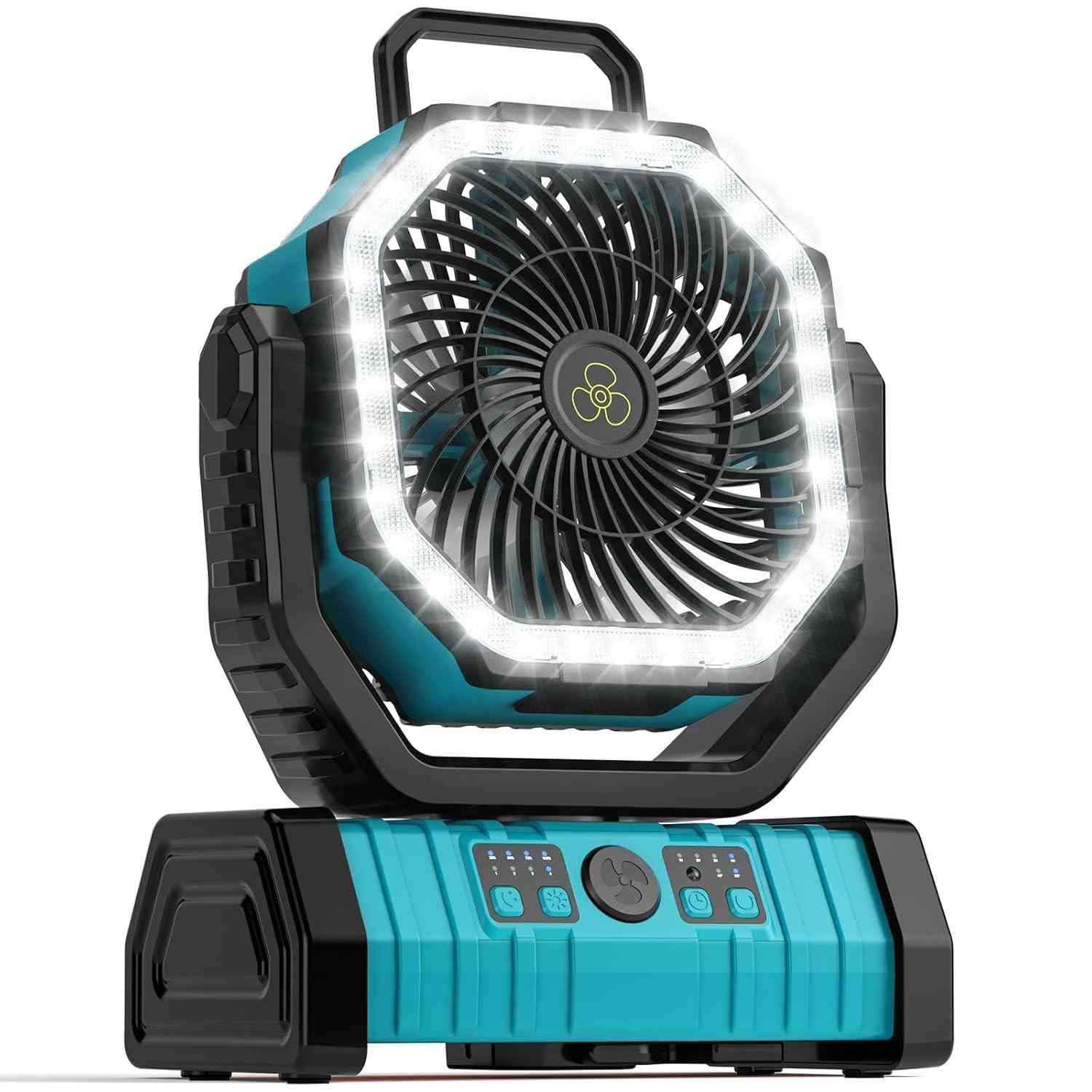 Ventilador de Acampamento Recarregável 20000mAh com Lanterna LED - Portátil e Versátil para Barracas