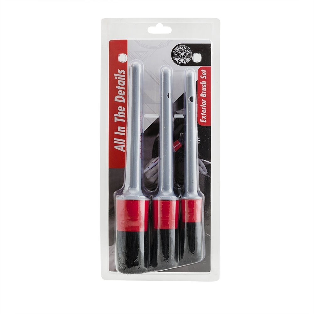 Kit 3 Escovas Detalhe Externo Chemical Guys ACC601 - Limpeza Profunda e Segura