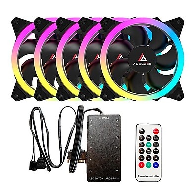 Acegeek Galaxy: Kit 5 Ventoinhas ARGB 120mm