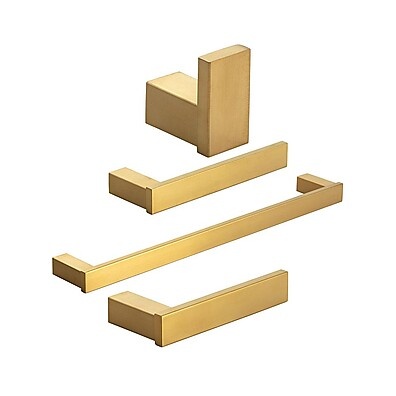 Acessórios Banheiro Dourado: 4 Peças Inox Elegância