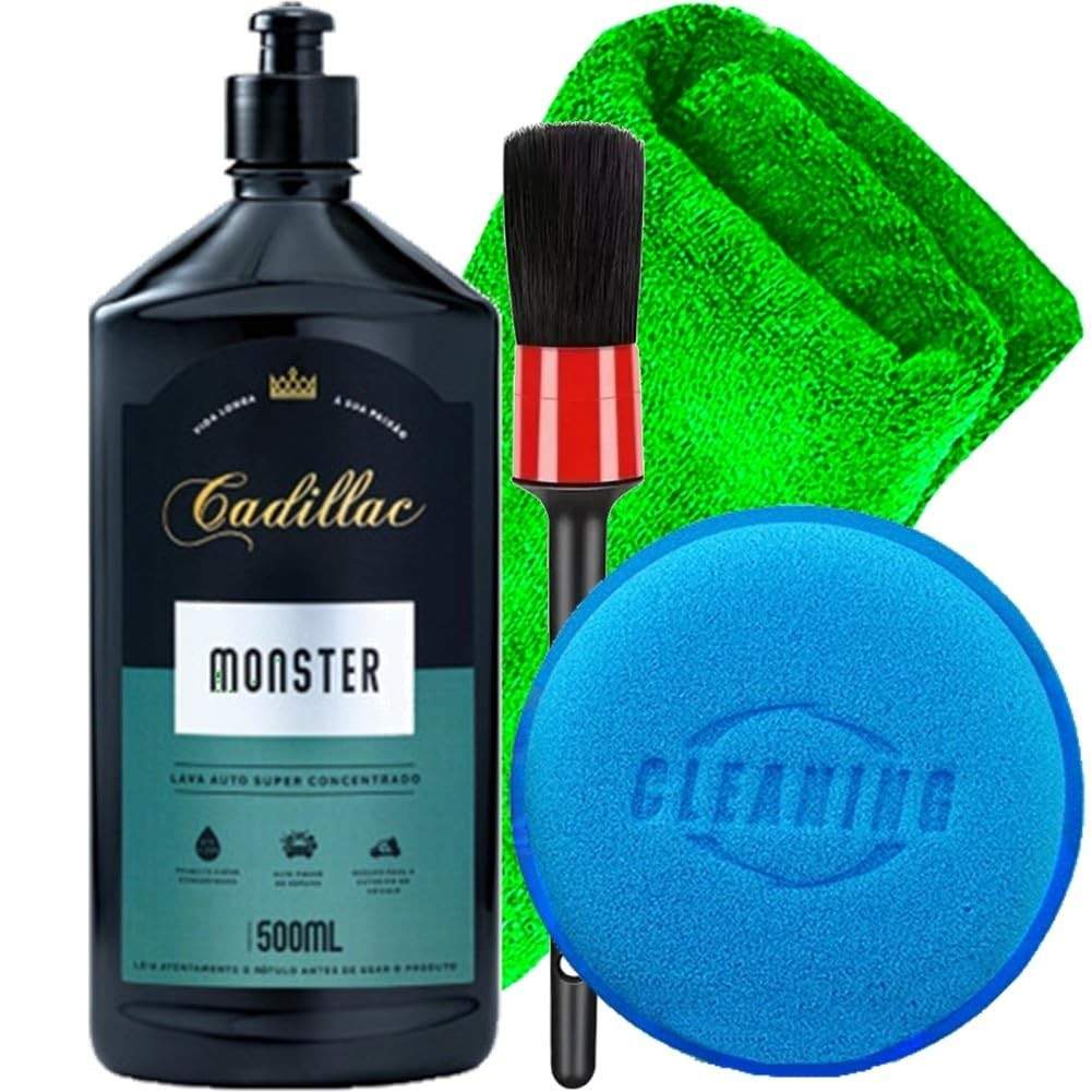 Kit Essencial Cadillac Monster: Shampoo Concentrado + Acessórios Karbox para Detalhamento Impecável